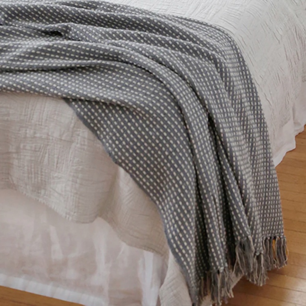 Pom Pom at Home Blue Textured Throw Blanket